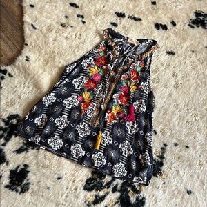 Vibrant Embroidered Sleeveless Blouse